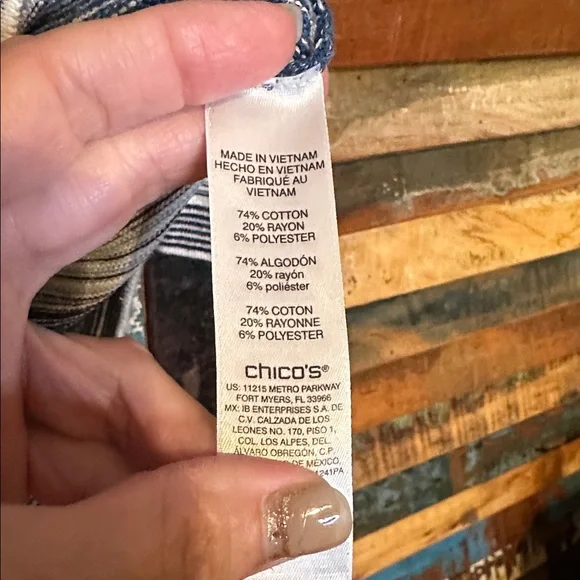 Chico's Casual Multicolor Striped Crewneck Sweater 3/4 sleeve size 2 - Picture 4 of 6